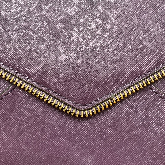 Rebecca Minkoff Leo Envelope Zipper Edge Purple Leather Clutch Purse - Picture 8 of 14